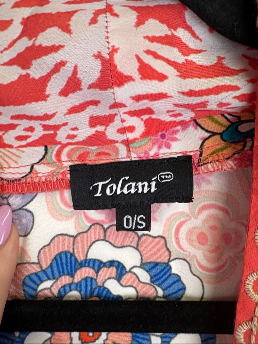 Tolani Patchwork Floral Kimono Jacket Boho Open Front Cropped Multicolor One Sz - Picture 2 of 9